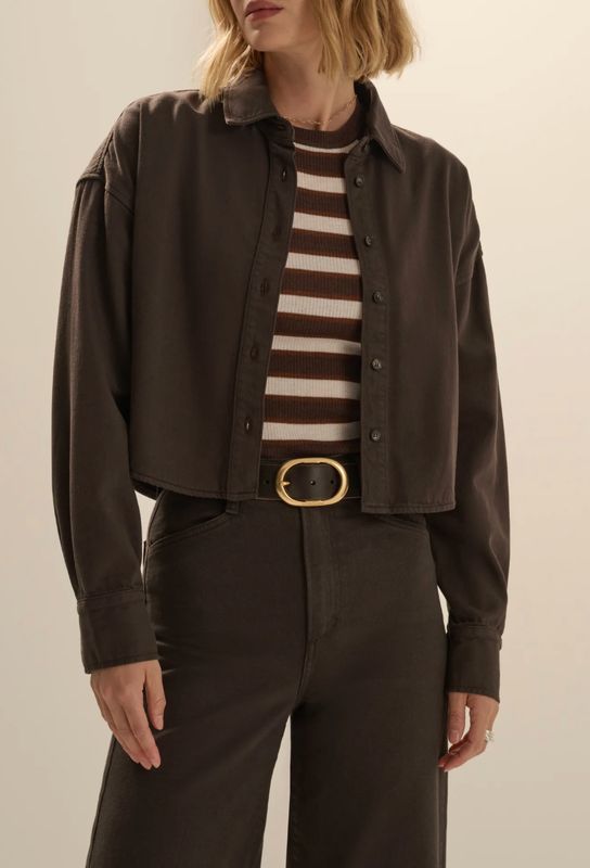 The Crop EX Boyfriend Shirt ESPRESSO