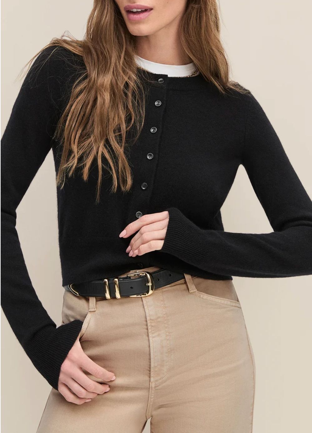 The Cropped Rebecca Cardigan Black, Size: XS
