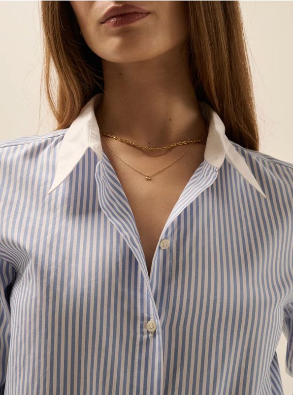 The Cuffed Statement Shirt Blue/White Stripe