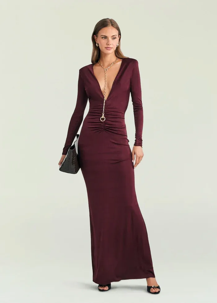 Ebony Maxi Dress BORDEAUX, Size: XS