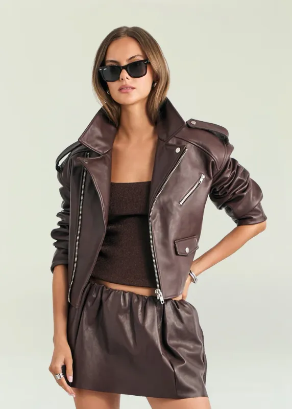 Camden Leather Jacket BURNT CLOVE