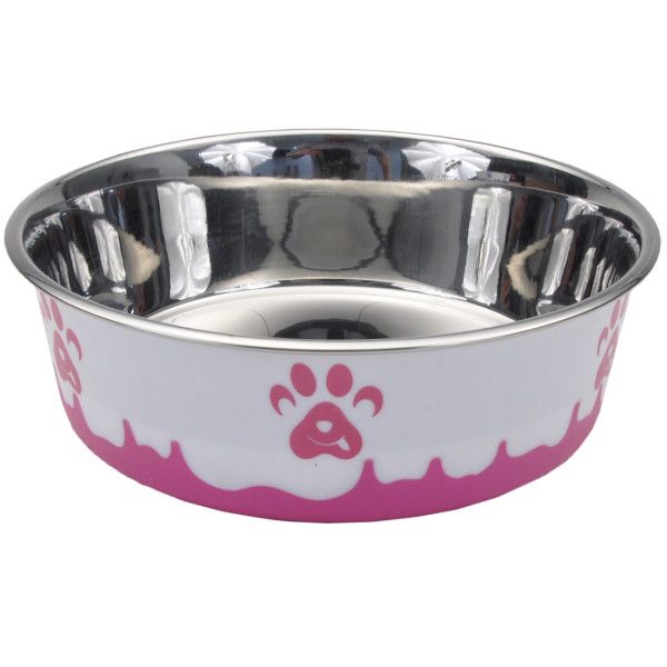 Maslow Design - Bowl Paw Pink/White, Size: 54oz