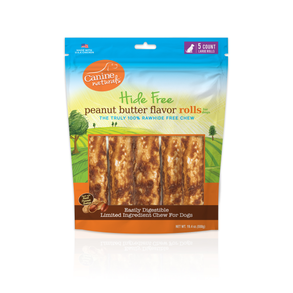 Canine Naturals Hide - Free Peanut Butter Rolls 7&quot; 5pk
