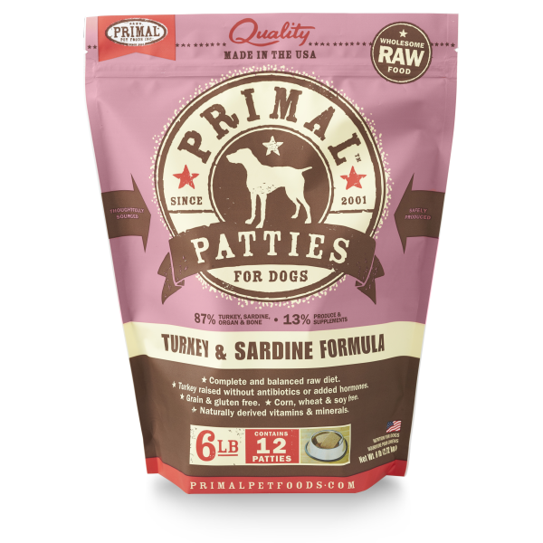Primal - Dog Raw Turkey Sardine Patties 6 lb