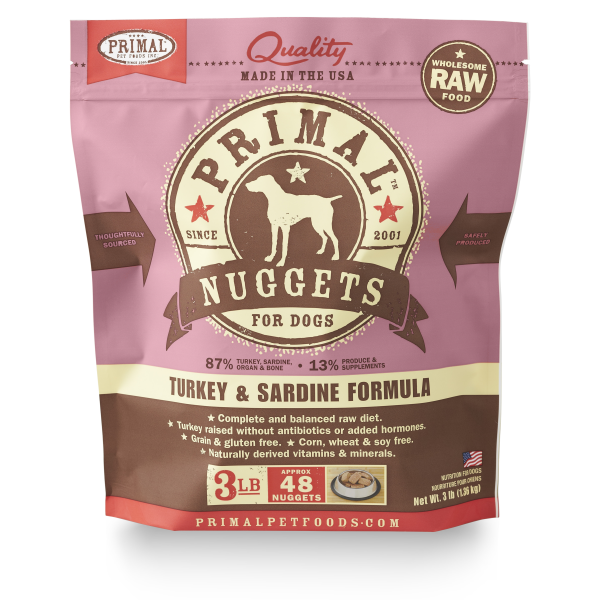 Primal - Raw Turkey Sardine Nuggets Dog 3 lb