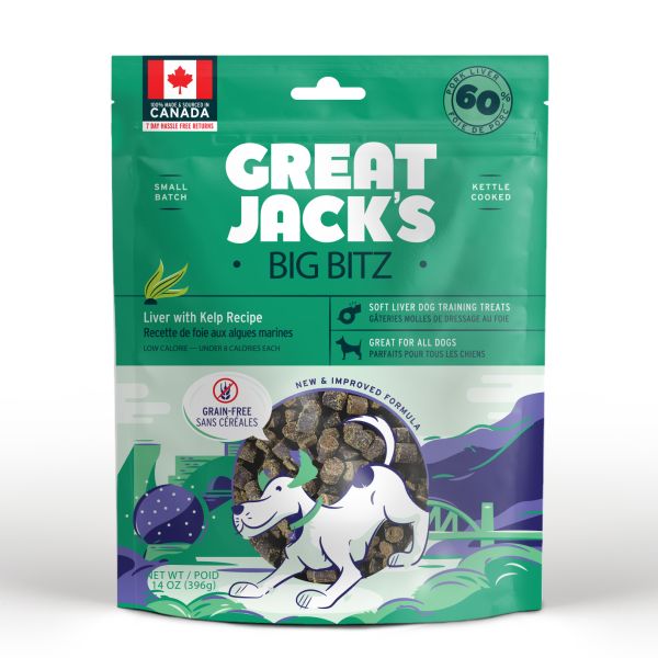 Great Jack&#39;s - Treats GF Liver &amp; Kelp Big Bitz Dog 396 g
