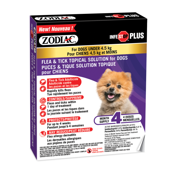 Zodiac - Infestop Plus Dogs (Flea &amp; Tick) Under 4.5kg
