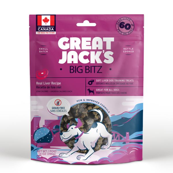 Great Jack&#39;s - Treats GF Liver Big Bitz Dog 396 g