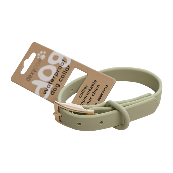 Dexypaws - Waterproof Collar Sage Green  Medium 3/4x11-14&quot;