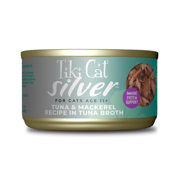 Tiki Cat - Silver 11+ Tuna &amp; Mackerel in Tuna Broth 2.4 oz