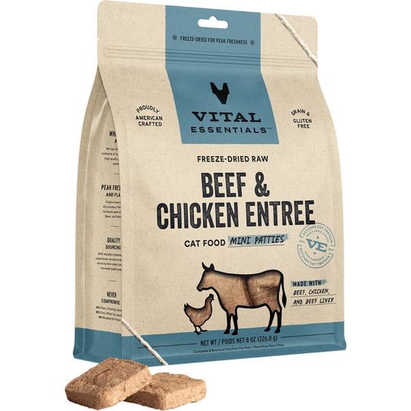 Vital Essentials - FD Raw Beef &amp; Chicken Mini Patties 8oz Cat
