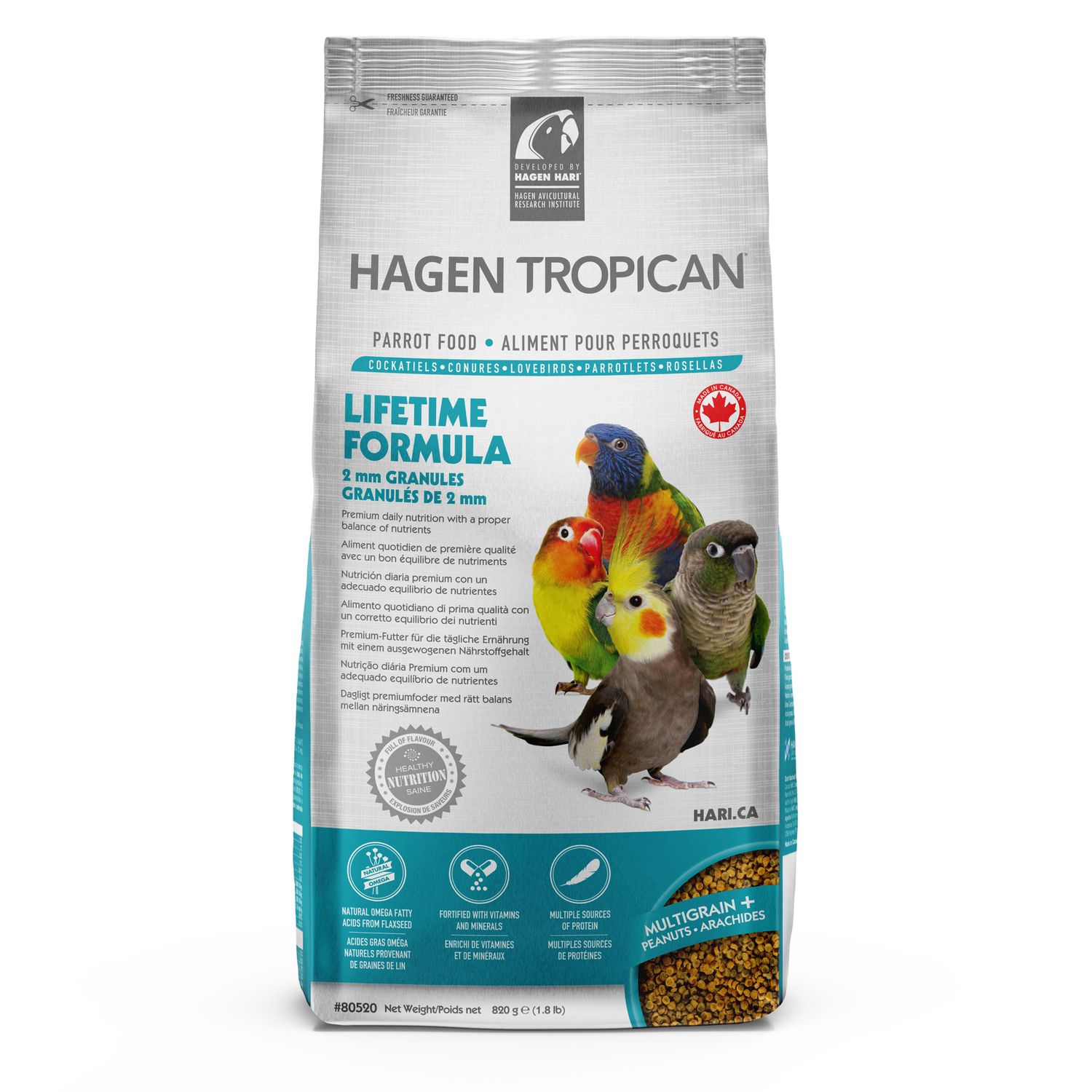 Hari - Tropican Lifetime Formula Granules for Cockatiels - 820 g
