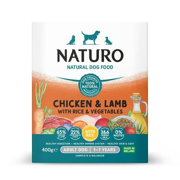 Naturo - Adult Chicken &amp; Lamb w/Rice&amp;Vegetables Tray Dog 400g