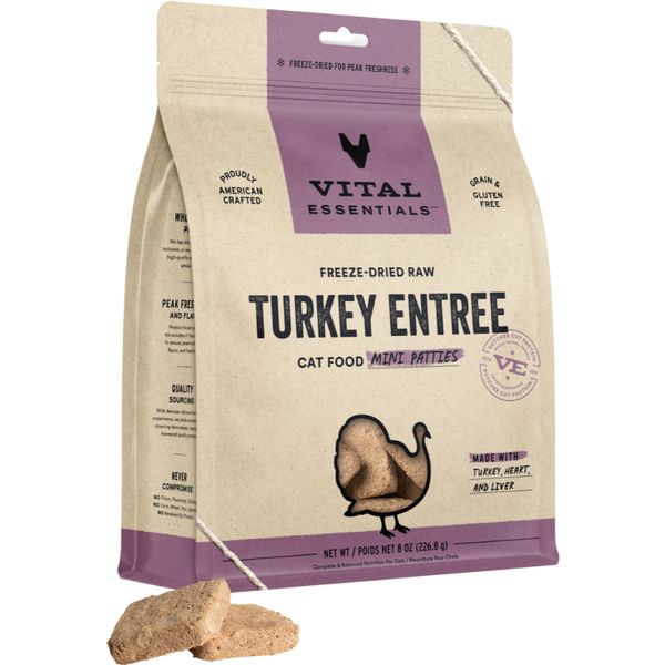 Vital Essentials - FD Raw Turkey Mini Patties Cat 8oz