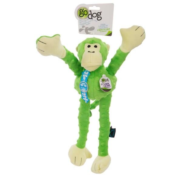 GoDog - Crazy Tug Monkey Squeaky Plush Green Large