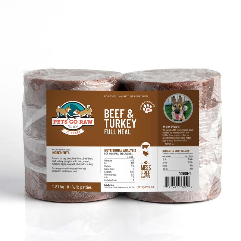 Pets Go Raw - Beef/Turkey Full Meal Dog 