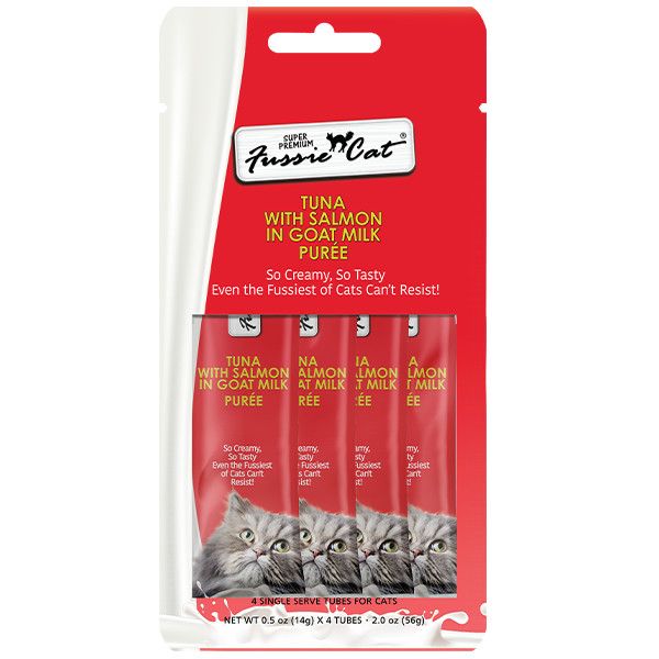 Fussie Cat - Treats Super Premium Tuna w/Salmon in Goat Milk Puree 2oz