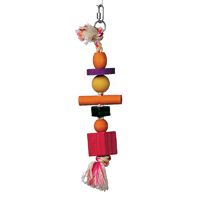 Living World -Junglewood Bird Toy - Rope with 3 Beads - 2 Blocks - 1 Cylinder &amp; 1 Peg