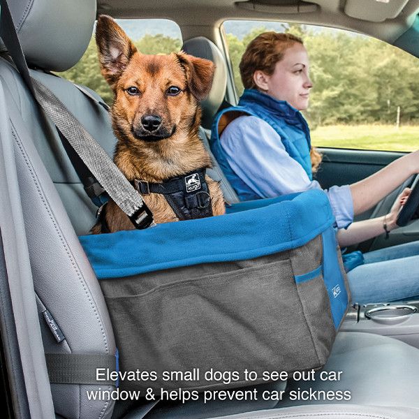 Kurgo - Dog Heather Booster Seat Charcoal/Blue up to 30 lbs