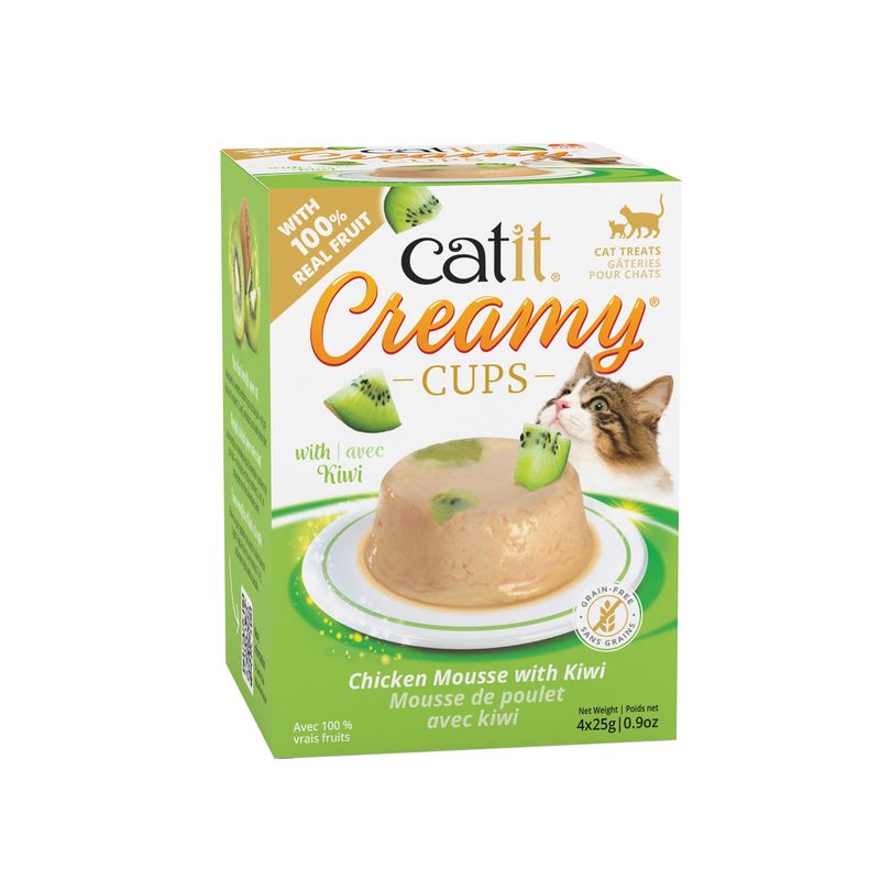 Catit Creamy Cups - Chicken Mousse with Kiwi Cat - 4 x 25g
