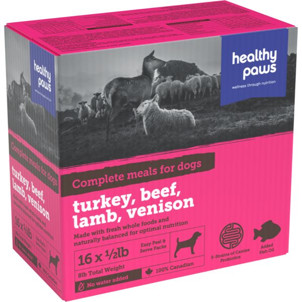 Healthy Paws - Complete Dinner Turk/Lamb/Beef/Ven 8LB