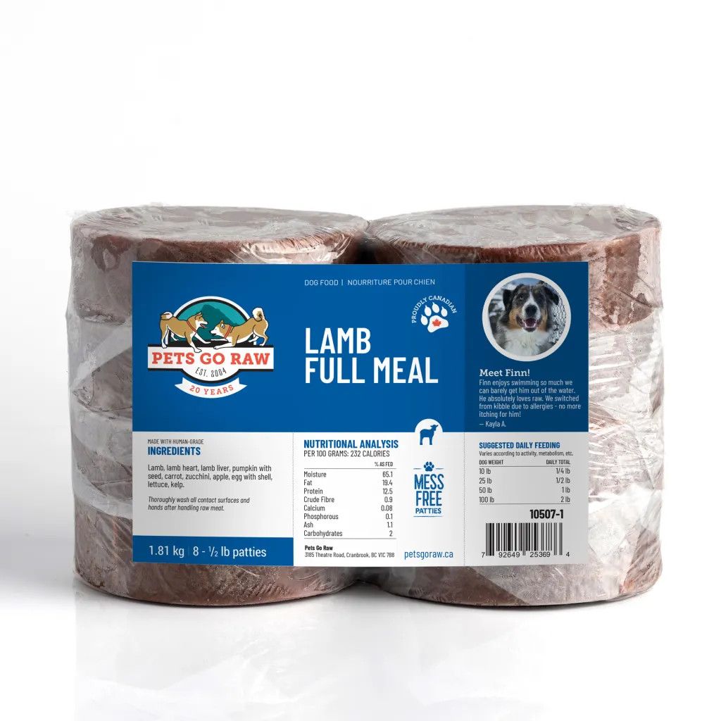 Pets Go Raw - Lamb Full Meal, Size: 4lb (1/2lbx8)