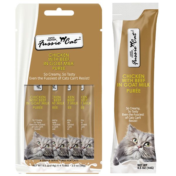 Fussie Cat - Treats Super Premium Chicken w/Beef in Goat Milk Puree 2oz