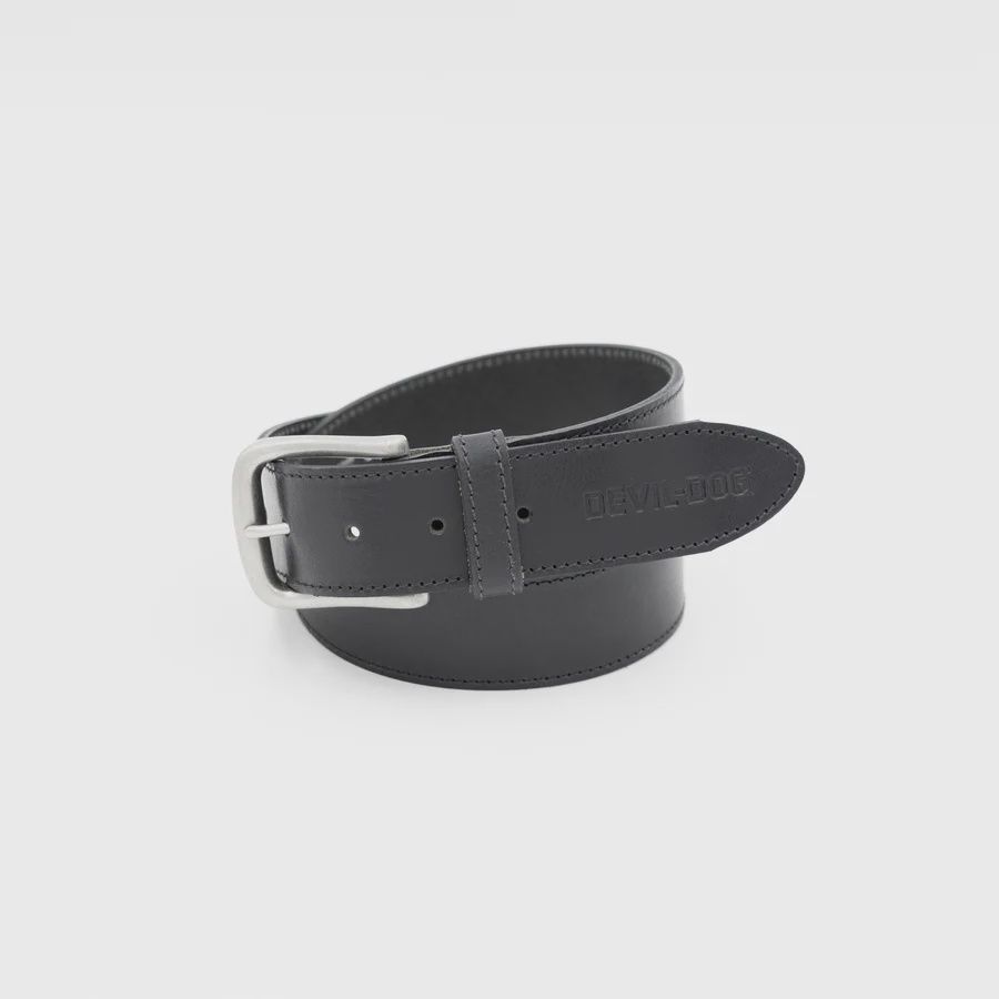 DEVIL-DOG® Leather Belt - Black with Nickel Buckle