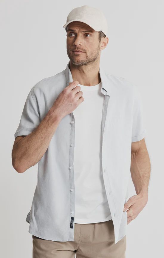 Noho Short Sleeve Linen Viscose Shirt - Light Grey