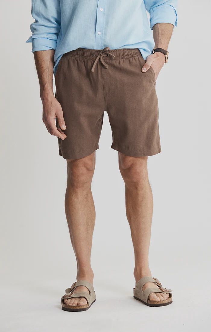 Linen Pull On Short - Brown