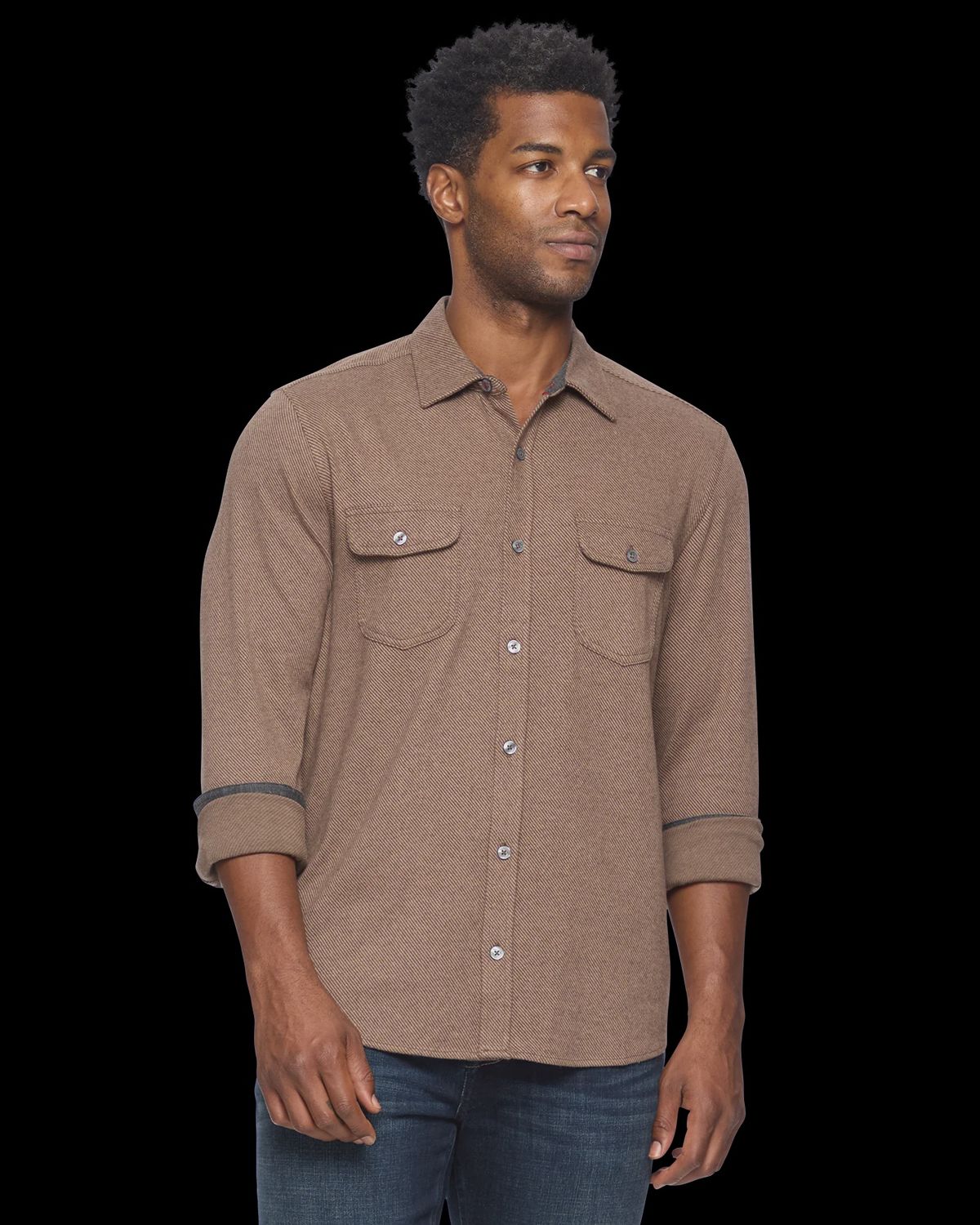 Brown Knit Flannel Shirt