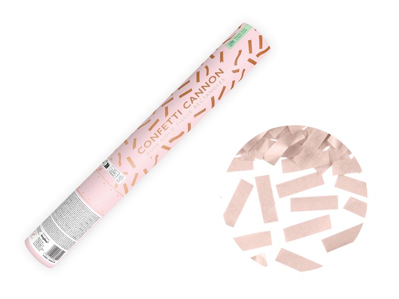 Konfettitykki, ruusukulta, 40 cm