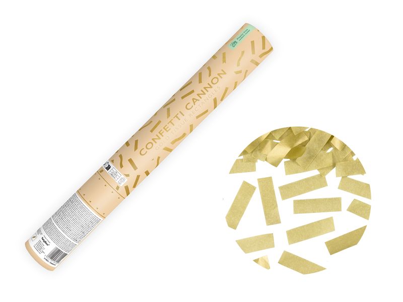 Konfettitykki, kulta, 40 cm