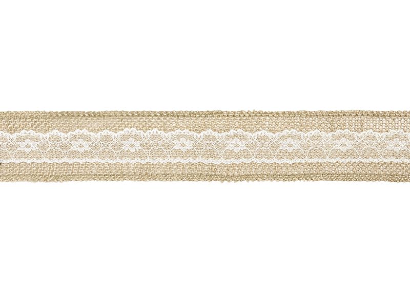 Juuttinauha pitsillä, 5x500cm