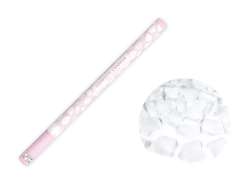 Konfettitykki, valkoiset ruusun terälehdet, 80cm