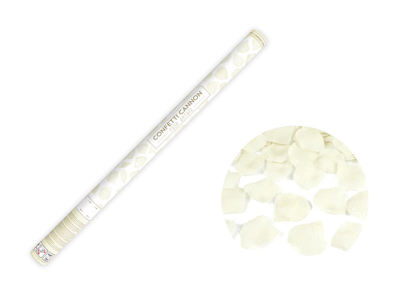 Konfettitykki ruusun terälehdillä, kerma, 80cm