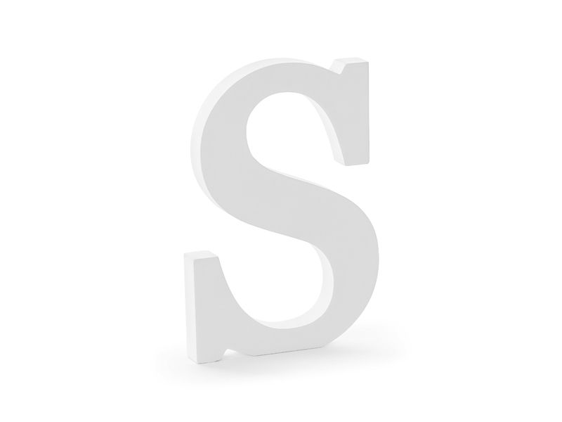 Puinen kirjain S, valkoinen, 20cm