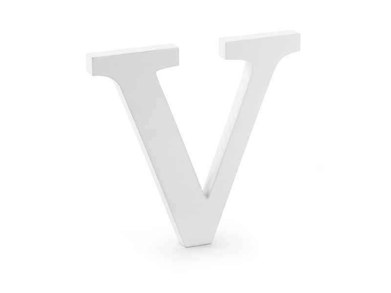 Puinen kirjain V, valkoinen, 20cm