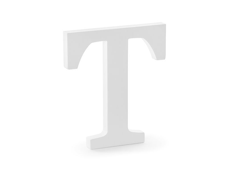 Puinen kirjain T, valkoinen, 20cm