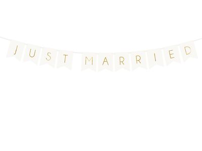 Koristenauha DIY Just Married, valkoinen