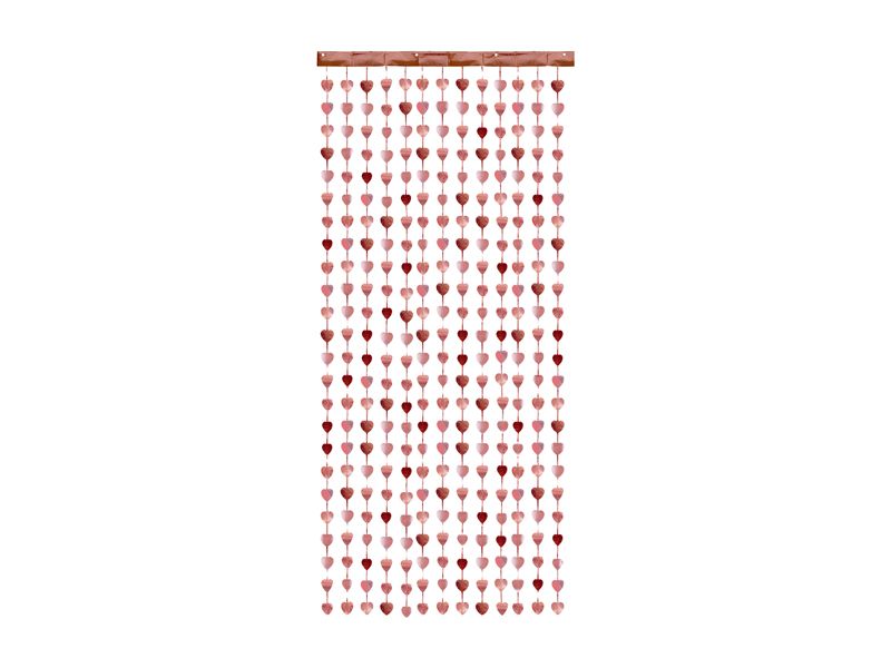 Juhlaverho - Sydämet, ruusukulta, 100x245cm