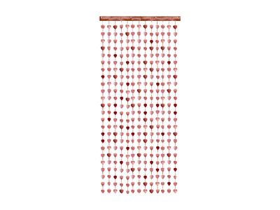 Juhlaverho - Sydämet, ruusukulta, 100x245cm