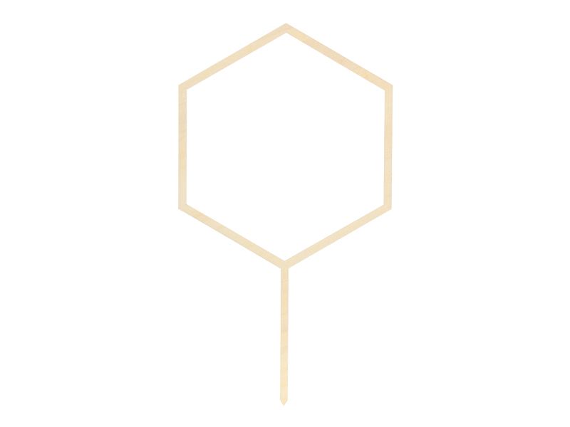 Puinen kakkukoriste Hexagon, 24cm