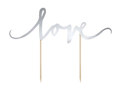 Kakkukoriste Love, hopea, 17cm