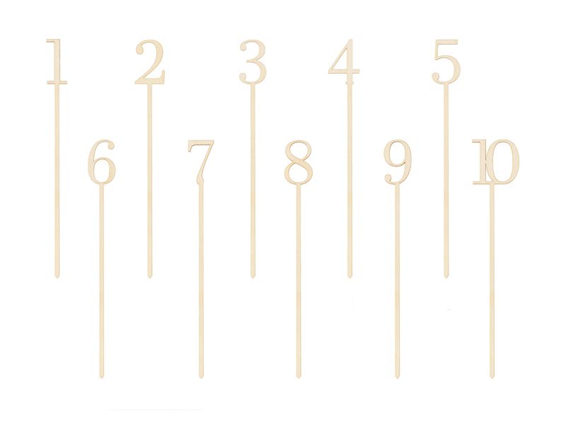 Puiset pöytänumerot 1-10, 25cm