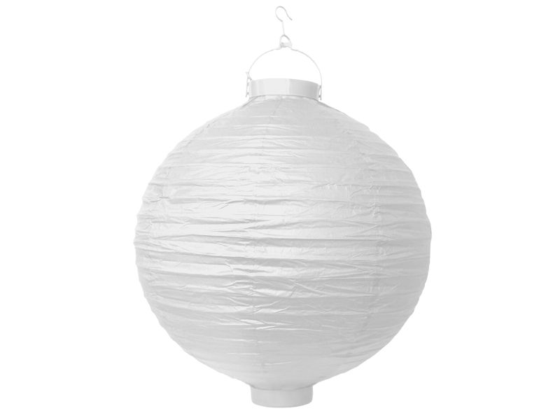 Paperilyhty valolla, valkoinen, 30cm