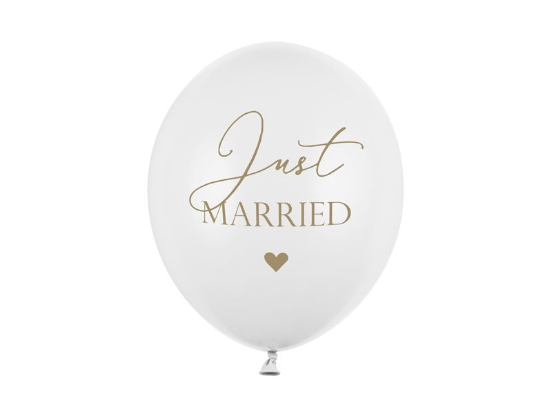 Valkoiset hääilmapallot Just Married, 50 kpl