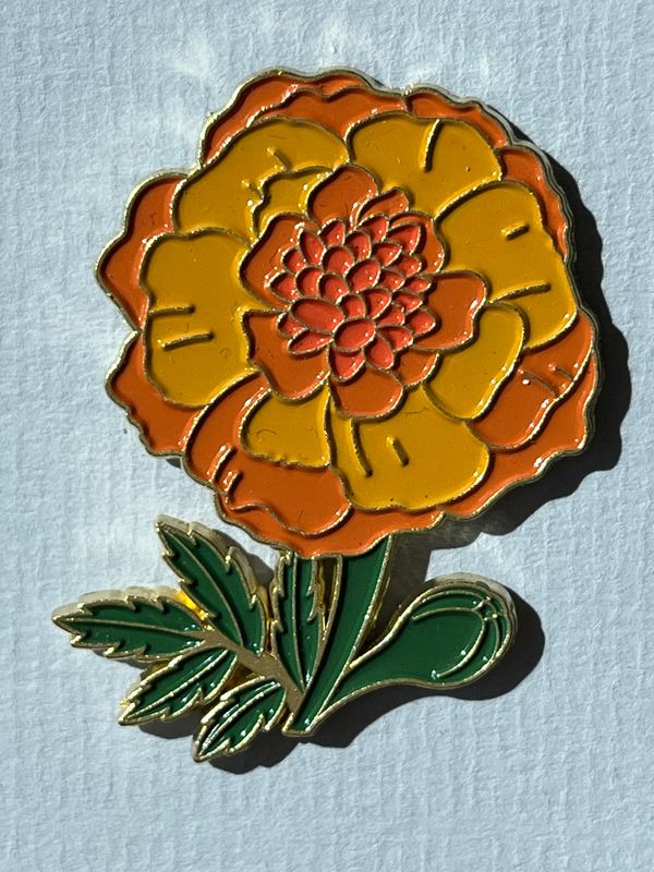 Pin bloem geel/oranje
