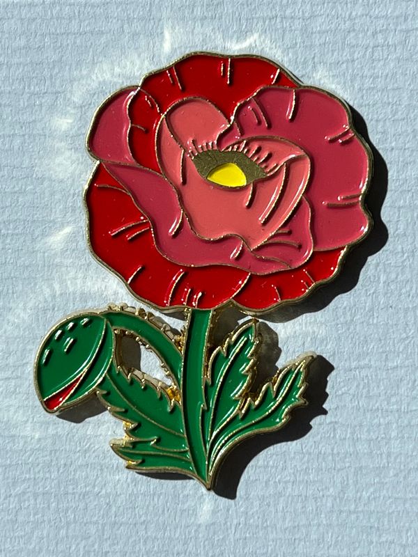 Pin bloem rood/roze