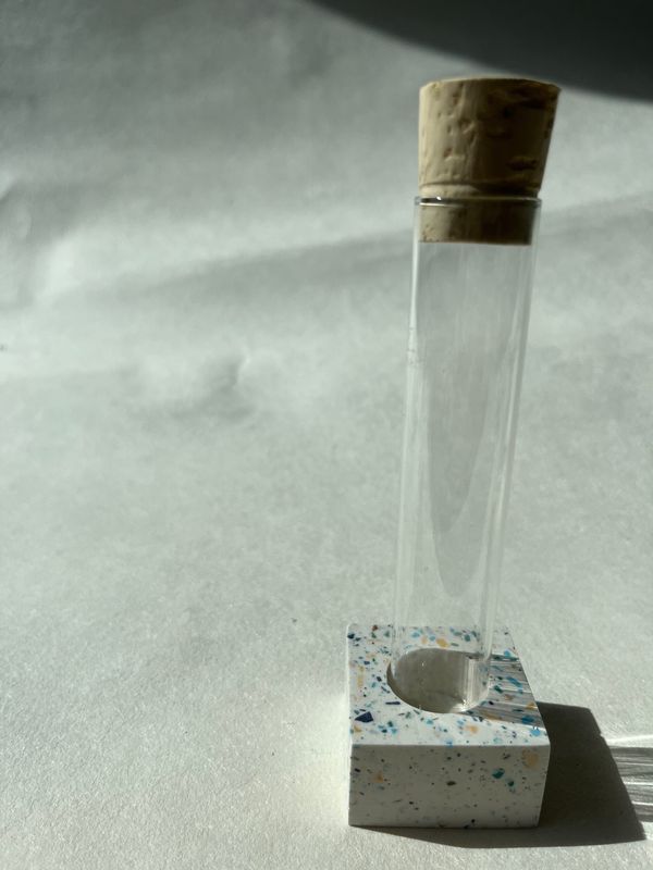 Terrazzo blokje wit/ blauw/ geel